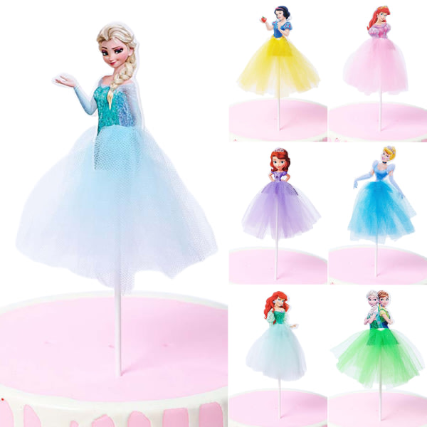 7 tegneserie slør prinsesse fødselsdagskage dekoration ornamenter Anna & Elsa Anna & Elsa