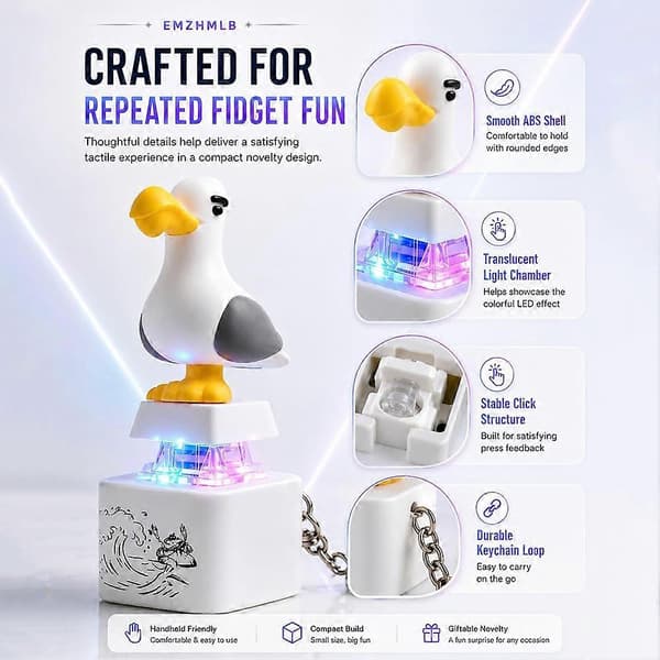new Seagull Mine - Nyckelring med måsknapp 2pcs