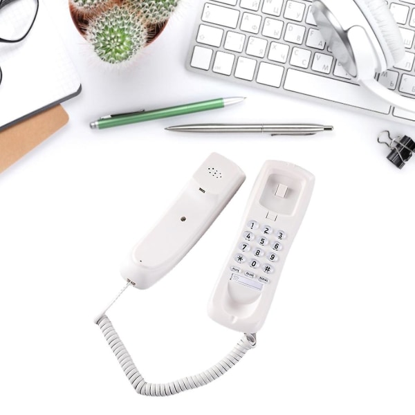 Kablet- Fastnet Væg Fast Telefon Med Hurtigopkald- Hukommelsesknapper Vægtelefon White