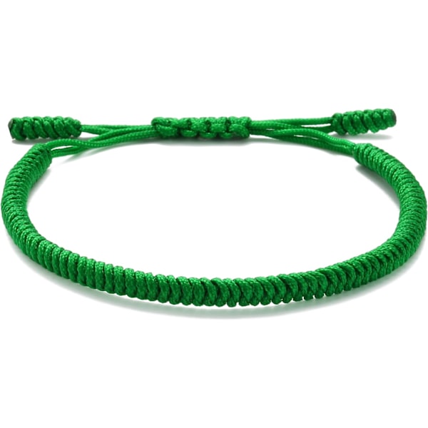 Handgjord Tibetansk Lyckoband Armband för Kvinnor, Män, Tonåringar, Justerbar Storlek Vänbandsgåva Handgjord Repflätad Chakra Armband Green