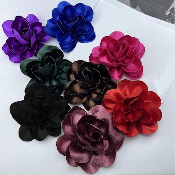 Formel Anledning Corsage Fransk Stil Stor Rose Satin Stof Brud Grooms Bryllup Brosche Prom Fest Blue