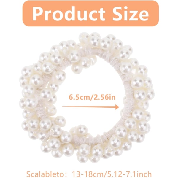 4 stk. Perle Hårbånd Hvide Perle Scrunchie Elastisk Perle Hestehale Holder Hårrebber Hårtilbehør til Kvinder og Piger