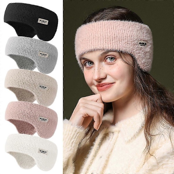 Fleece Öron Vintervärmare Mjuka Öronmuffar Pannbandsskydd för Herr Dam Unisex Skidåkning Löpning Cykling Black