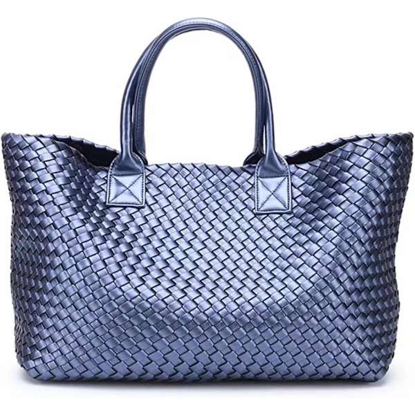 Vævet Taske Shoppingtaske Rejsetasker og Punge Dametaske Stor Kapacitet Tote Taske Mode Skuldertasker Azul nacarado