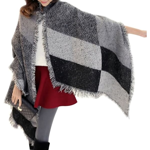 Naisten Suuri Ylisuuri Huivit Pashmina Kääre Poncho Paksu Tyyli Huivit Patchwork Cape Shawl coffee