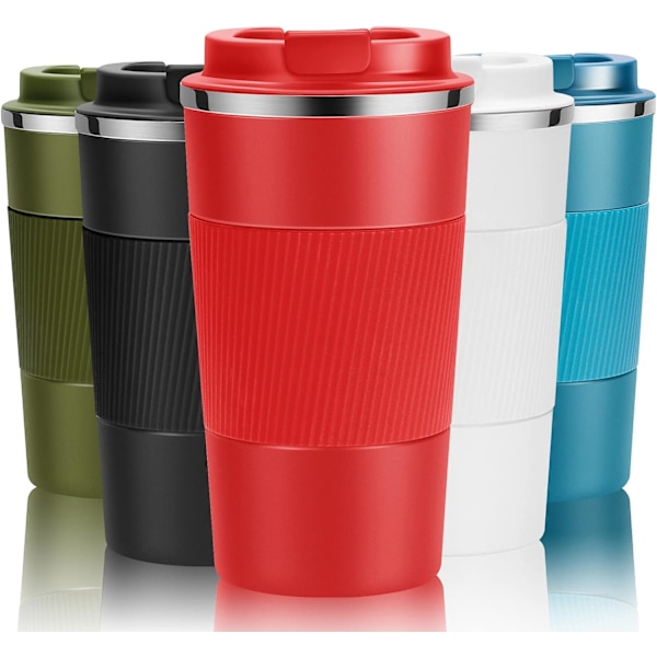 Resanvändbar Termosmugg Kaffe Koppar Vakuumisolering Rostfritt Stål Flask för Varma Kalla Drycker Red 380ml