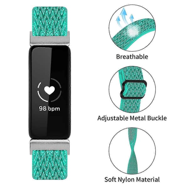 Til Fitbit Inspire 3 Wave Shape Vævet Nylon Smartwatch Rem Erstatningsarmbånd Multicolor Style I