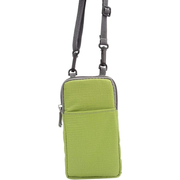 Skulderveske for mobiltelefon, 6,5 tommer Mini håndveske Sport Telefon Skulderveske Messenger Bag Lommer med låsbar karabinkrok Green