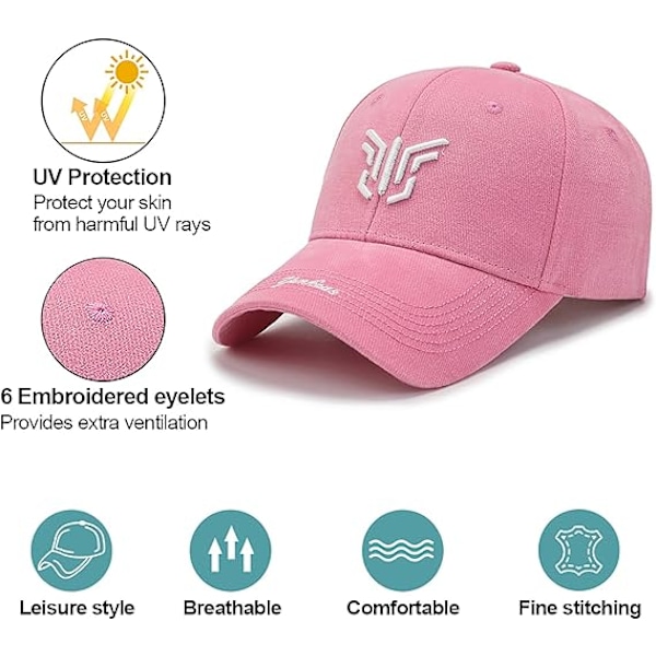 Basebollkeps för män med justerbar spänne, Unisex keps med broderi Andningsbar sommar solhatt Sportkeps för utomhus Casual Coton Trucker Hip Hop Pink