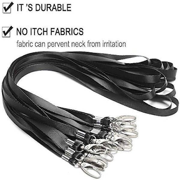 50 st Svarta Nyckelband för ID-brickor Nylon Nyckelband Bulk Clip Vridbar Krok för Kontors ID-brickor Nyckelringar Gray