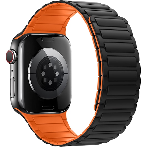 Magneettiset rannekkeet Apple Watchille - Pehmeä silikoninen vaihtohihna iWatchille Black Orange 38/40/41mm