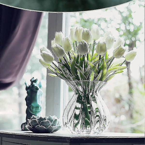 10 stk. Fantastisk Realistisk Touch PU Kunstig Tulipanbukett Med Stilk - Gul white