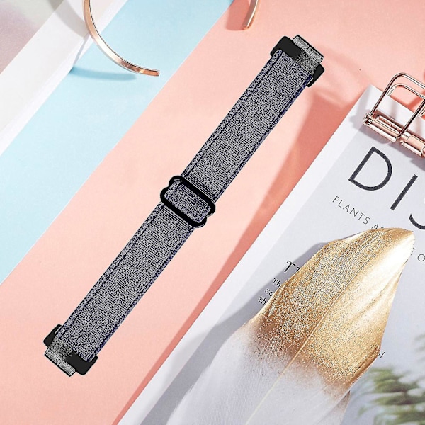 Elastiskt flätat nylonarmband för Fitbit Inspire 3, Solo Loop-ersättningsarmband med svart kontakt - Mörkgrön Dark Blue