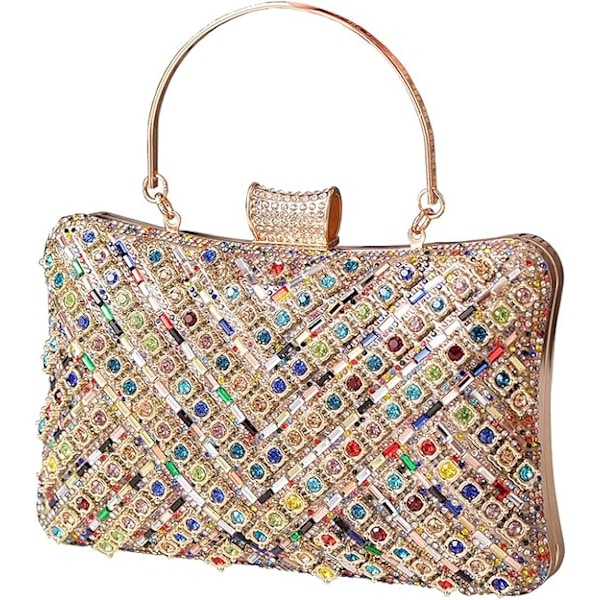 Glitter Aften Clutch Taske, Flerfarvet Rhinestone Clutch Pung, Skuldertaske, Crossbody Taske, Bryllupsfest Håndtaske