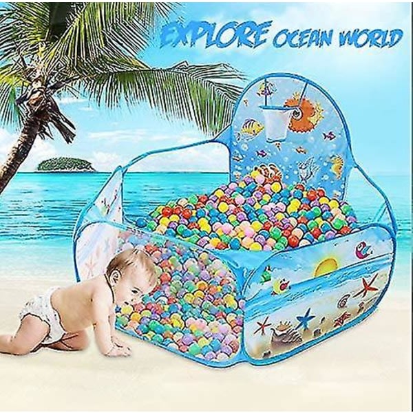 Barneballgrop med basketballbøyle Pop Up Barneleketelt, Sea Pool Baby lekegrind, bærbare leker