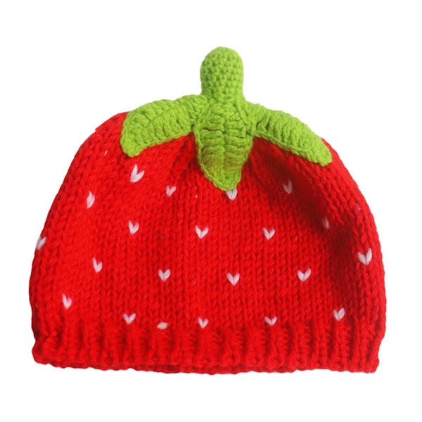 Strawberry Hat Stickad Beanie Hatt Crochetad Flickor Röd Frukt Kallt Väder Hatt Huvudbonad Kvinnor Vuxen Casual Skull Cap Stickad Hatt