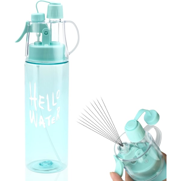 Vandsprøjteflaske Misting Vandflaske Sport Vandflaske til Udendørs Hydrering 580ml Drikkflaske med Flip Straw, til Luftfugtighed Køling Glossy Blue