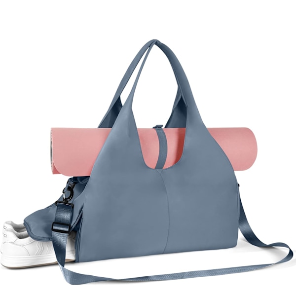 Stor Gymnastiktaske, Stor Yogamåtte Taske, Sports Yogamåtte Taske til Kvinder med Rum og Multifunktionelle Lommer #3 Azul