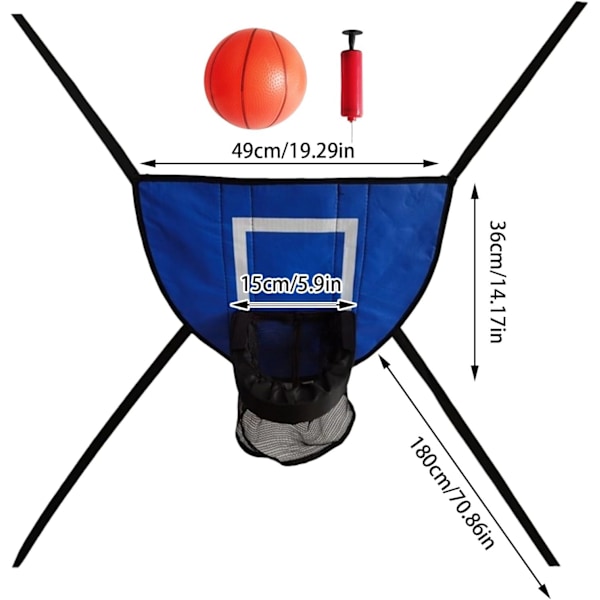 Ilmatäytteinen uima-altaan kori- ja trampoliinikoripallokiinnityssarja kotelolla, 1 minikokoinen ja 1 sisä- ja ulkopeleihin, helppo asentaa Blue