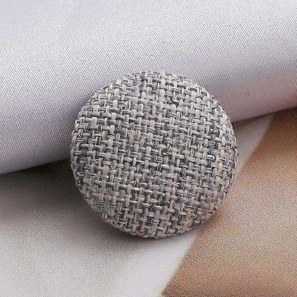 10 stk. Skaftknapper Metallknapper Klær DIY Stoffknapper Stofftrukket Lin Rund Dekorativ gray 15MM