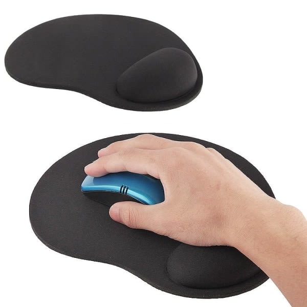 Thin Mouse Pad with Wrist Rest - Black Black