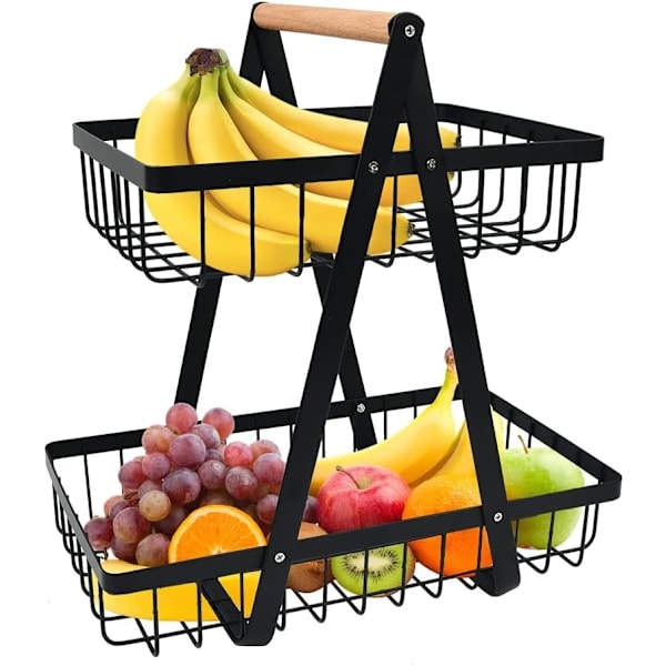 2-vånings Fruktkorg, Fruktskål Brödkorg Grönsakshylla, Avtagbar Fruktkorg för Frukt, Grönsaker Hemma, Kök