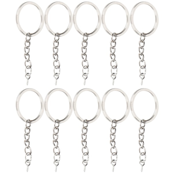10 st Legeringsnyckelringar med Skruvögla, Kontakter för DIY-tillbehör, Silver, 28 mm/1,1 tum