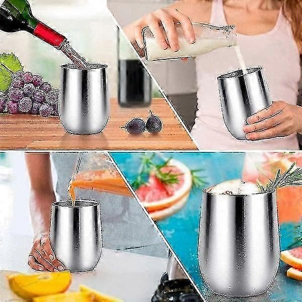2-pack isolerade vinglas, 12 oz vinglas i rostfritt stål med lock