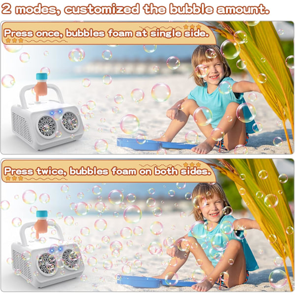 Professionell Automatisk Bubbelmaskin, 20 000+ Bubblor/Min, Fläkt för Barn, 26 Hål, 120ml Lösning