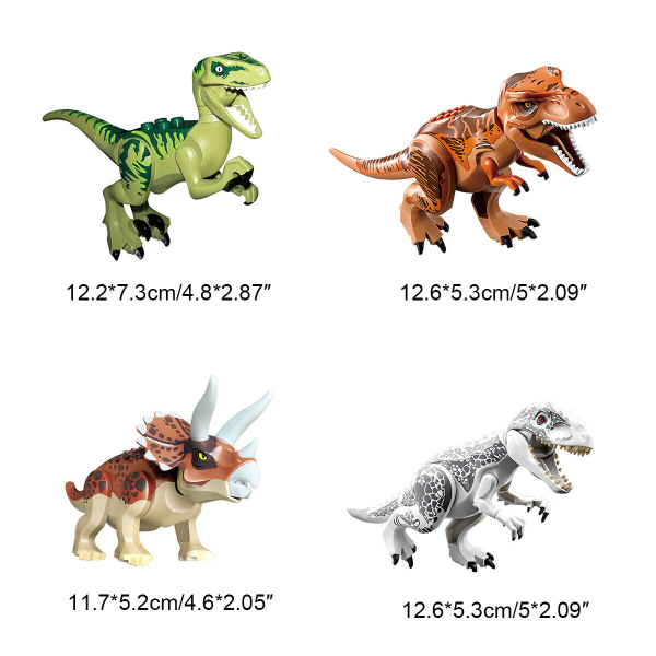 8x Jurassic World Dinosaurs T-rax Figurer Byggeleker Klosser Beste Barnegave Flerfarget