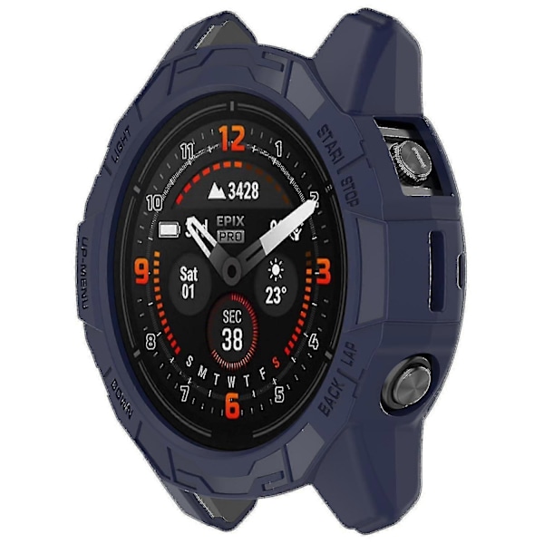 TPU Klockfodral för Garmin Epix Pro (gen 2) 47mm/Fenix 7 Pro/Fenix 7, Repskyddande Ihåligt Skydd o Midnight Blue