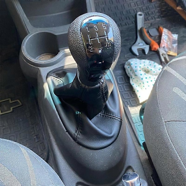 För Chevrolet Matiz Spark M300 2009 2010 2011 2012 2013 2014 2015 2016 Bil 5 Växlad Växelspak Knopp Nivå PU Läder Damask sliver