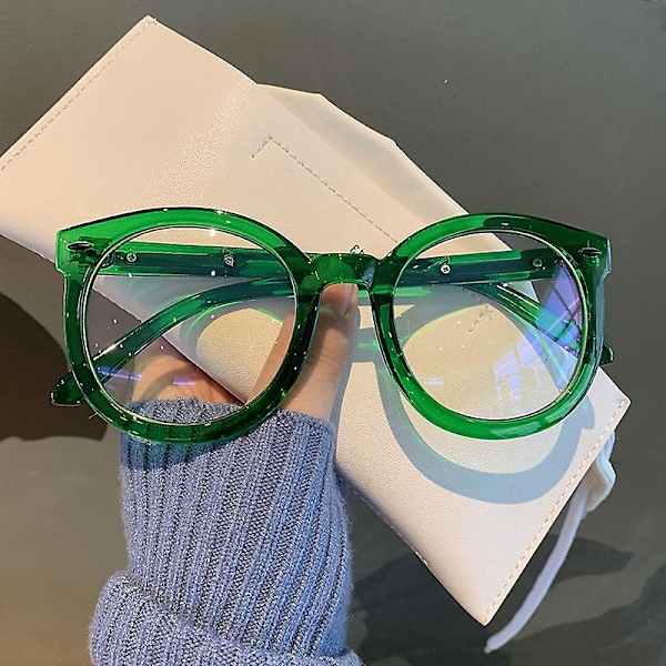 Unisex Store Runde Polygon Briller For Menn Kvinner PC Ramme Briller Vanlige Briller Green -1.50