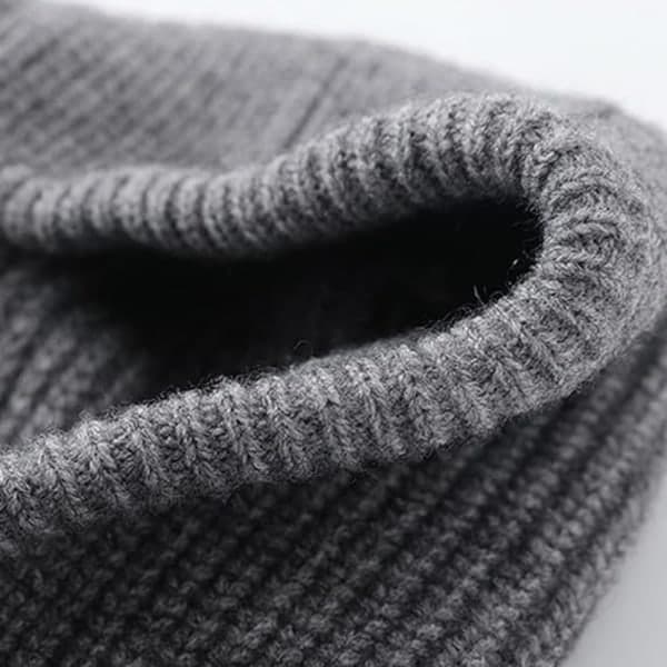 Balaclava Stickad Pullover Mössa Vinter Varm Huvtröja Halsduk Mössa Hatt för Kvinnor Män (Svart)