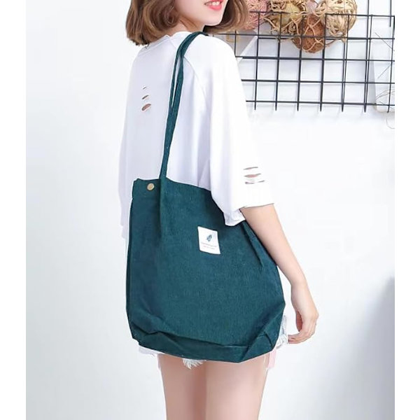 Canvas Håndvesker for Kvinner, Casual Canvas Crossbody Veske med Glidelås, Dobbel Skulderstropp, Canvas Vesker for Shopping, Arbeid og Reise Djb02-verde