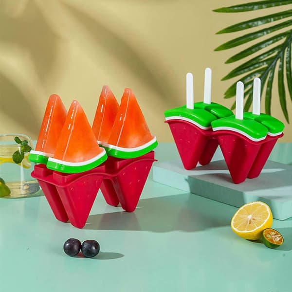 4 huller silikone isforme DIY ispindeform fødevaregodkendt silikonemateriale vandmelonformede håndlavede gadgets
