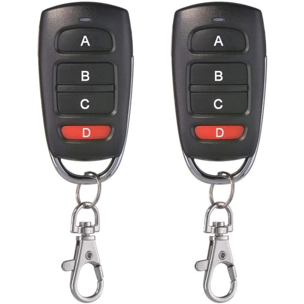 2 Pack Universal Garage Door Cloning Key Remote Control 433MHz 4 Button Cloners for Garage Door Electric Gate Etc