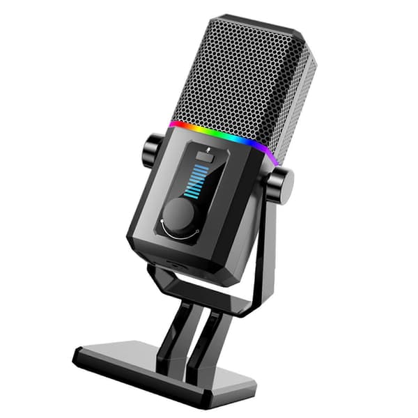 USB Gaming Mikrofon Støjreduktion Desktop Mikrofon Med Lys Til Online Kursus Studie Konference Optagelse