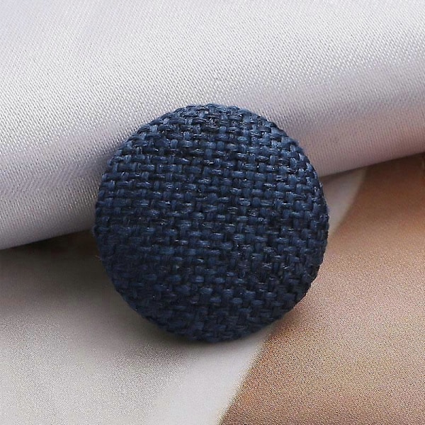 10 stk. Skaftknapper Metallknapper Klær DIY Stoffknapper Stofftrukket Lin Rund Dekorativ navy 25MM
