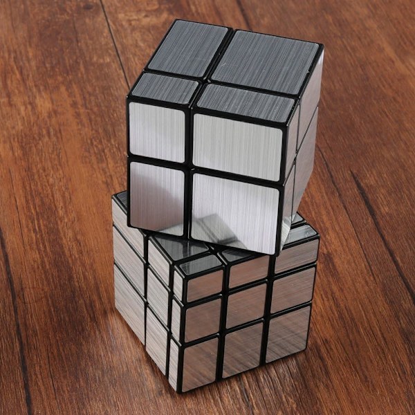 Shengshou Spegelkub Speed Cube Set, Magisk Kubpussel Kub Spegelblock Paket Oregelbunden Speedcube Ojämna 3D Pussel Kub Leksaker Silver (2-pack)