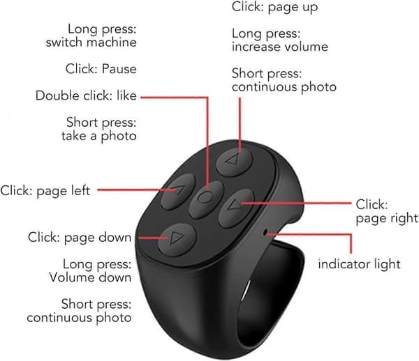 Fingertopps Trådlös Bluetooth, Trådlös Bluetooth Fjärrkontroll Ring, Kort Videoler