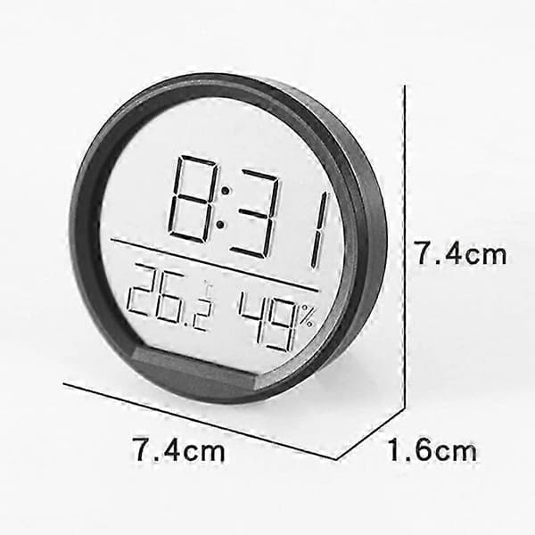 Smal magnetisk termometer och hygrometer med väggmonterad elektronisk klockfunktion White