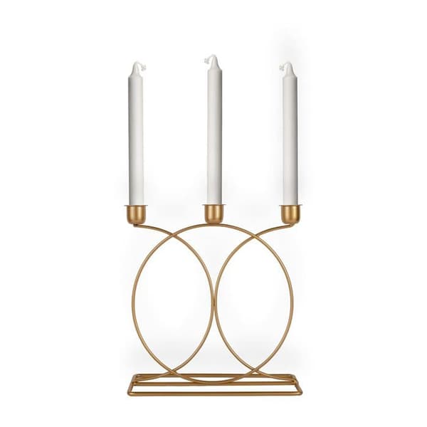 Gull konisk lysestake, høykvalitets gull 3-armede lysestaker med et elegant design (liten gull 3-armet lysestake)
