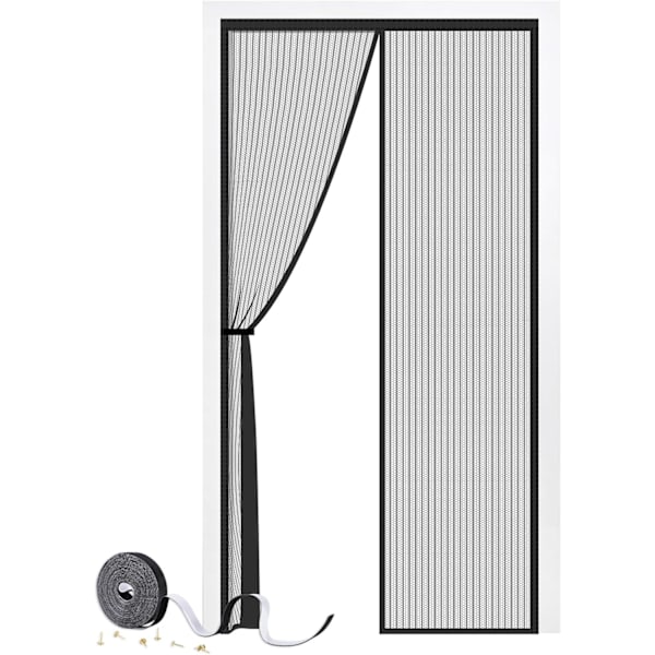 Magnetisk Dörrskärm 80 x 200cm, Robust Flugskärm med Stark Magneter, Hållbara Nätgardiner Håller Borta Insekter