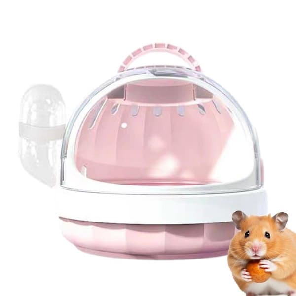 Bærbart ventileret hamstertransportbur med behageligt håndtag, 18,6x16cm