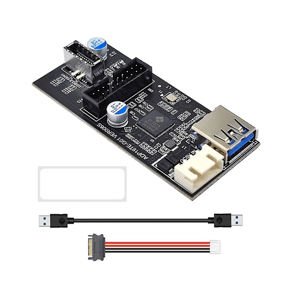 Header 19Pin till Typ E + 19Pin Moderkort 1 till 2 Splitter USB 3.0 Hub USB Adapter Anslutning USB 19P