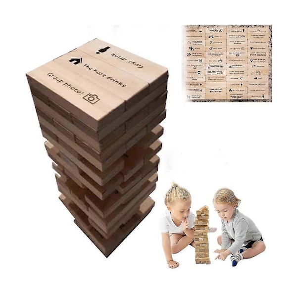 48 Bitar Frågor Stapeltorn Spel, Torn Staplingsblock Drickspel