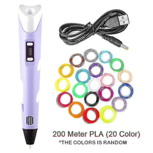 3D-printerpen Digital Intelligent Fremstilling med PLA Farver Filament Refill Purple PLA 200m