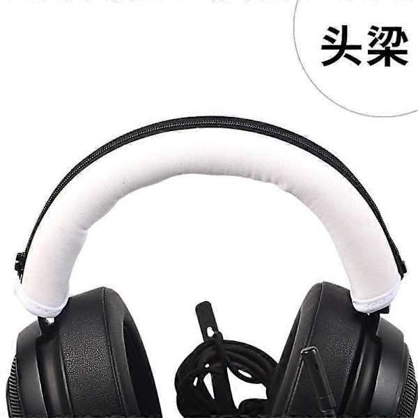 Øreputer og hodebånd erstatningsputer for Razer Nari Ultimate 7.1 Gaming Headset white head beam