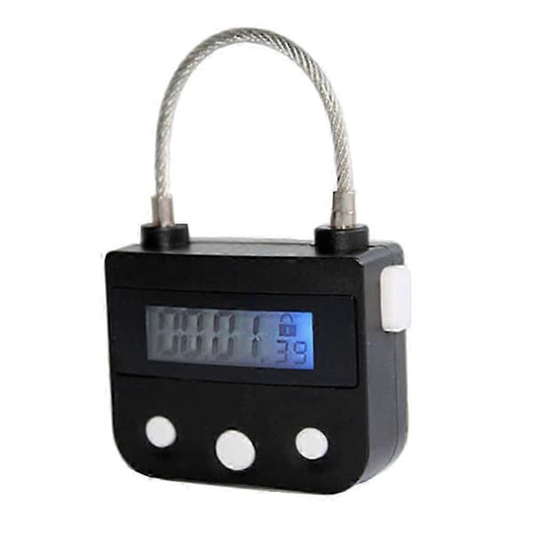 Metaltimerlås USB LCD-skærm Elektronisk genopladelig timer Multifunktionshængelås Sort